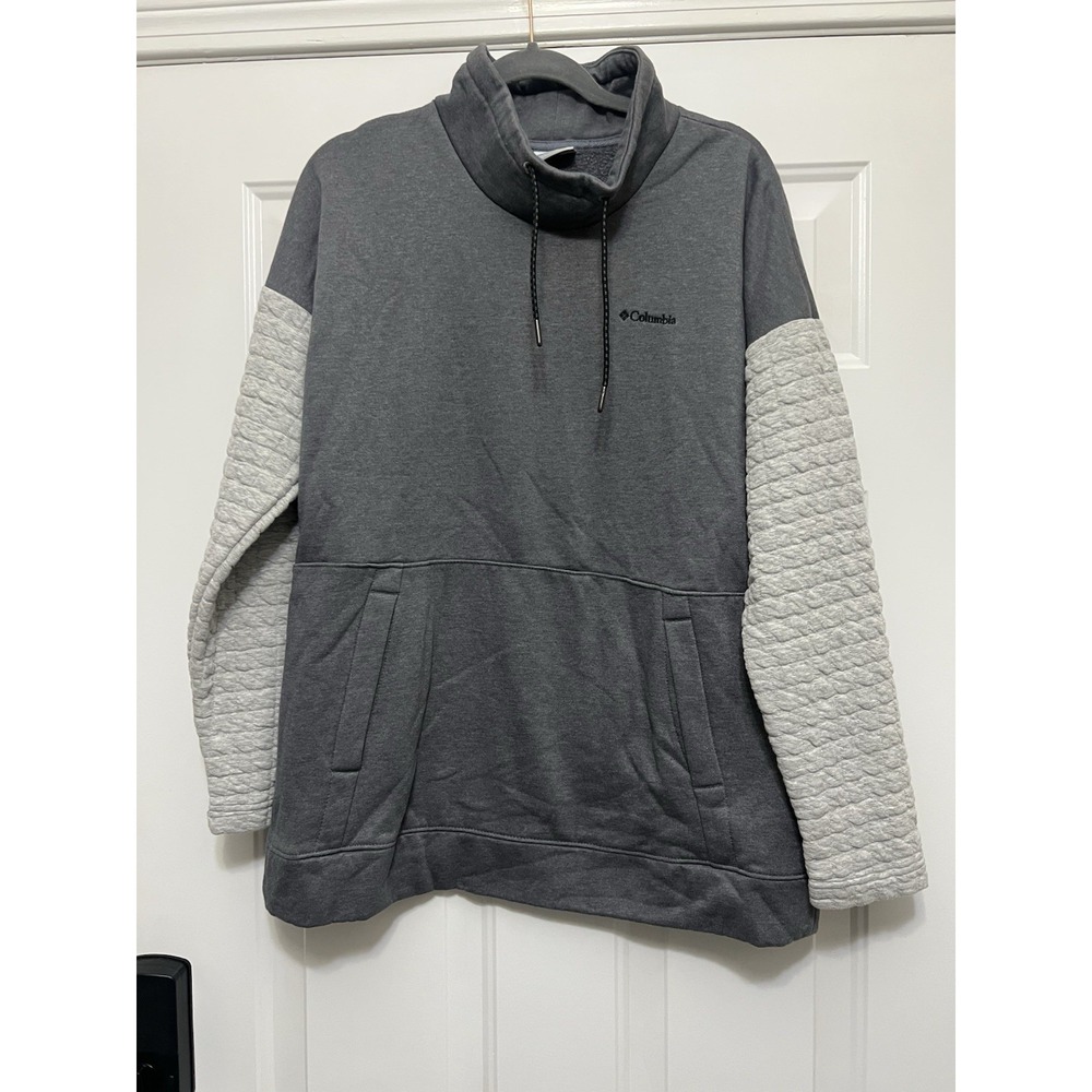 Columbia‎ Sunday Summit Pullover Sweatshirt • Medium Quilted Gray Mock Cowl Neck